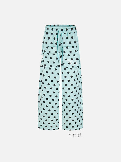 DAXUEN Wide-leg casual pants with polka dot print