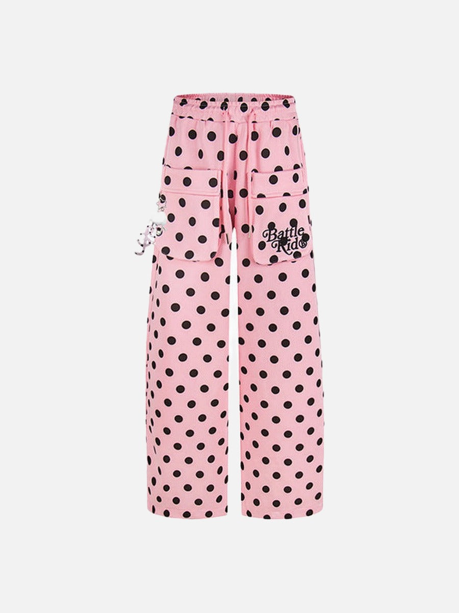 DAXUEN Wide-leg casual pants with polka dot print