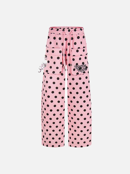 DAXUEN Wide-leg casual pants with polka dot print