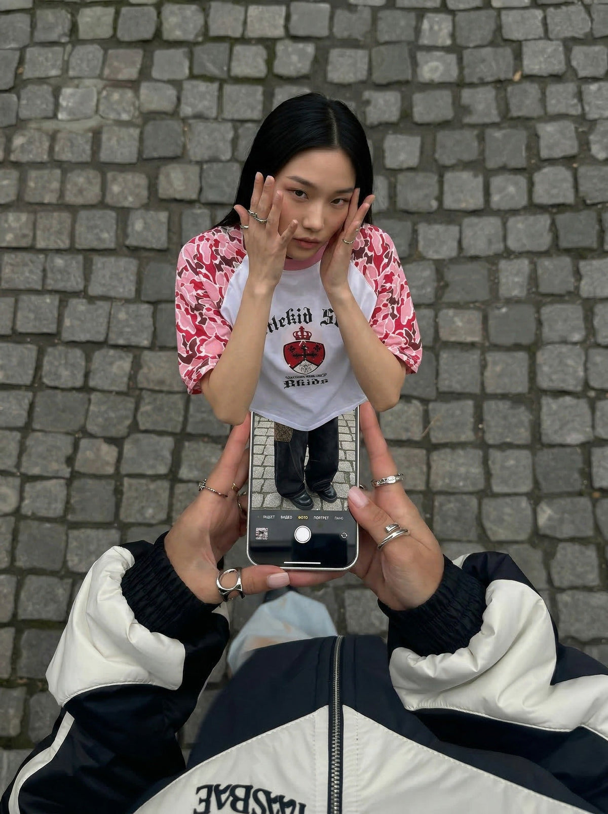 DAXUEN Battlekid Camouflage Raglan T-Shirt — model photo