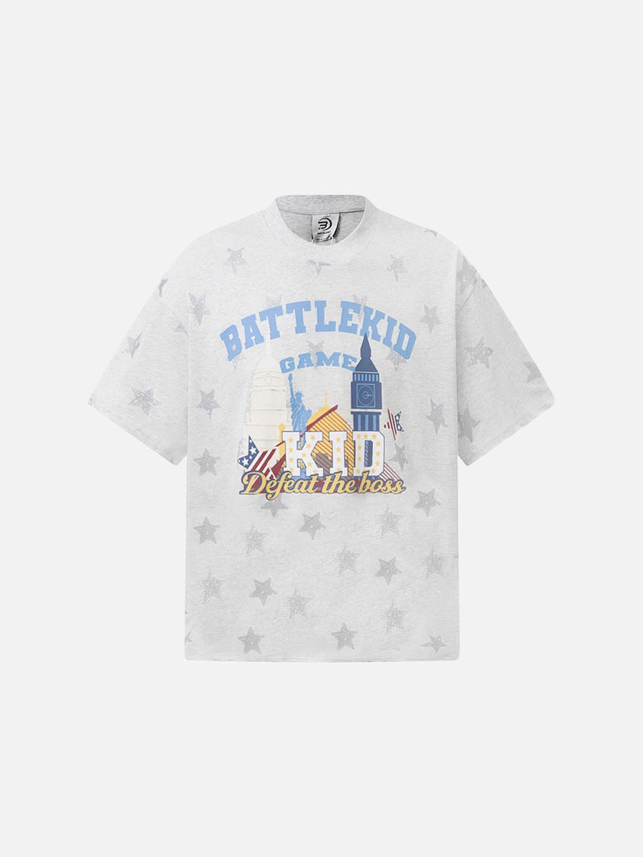 DAXUEN Oversized distressed star print t-shirt