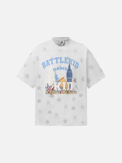 DAXUEN Oversized distressed star print t-shirt