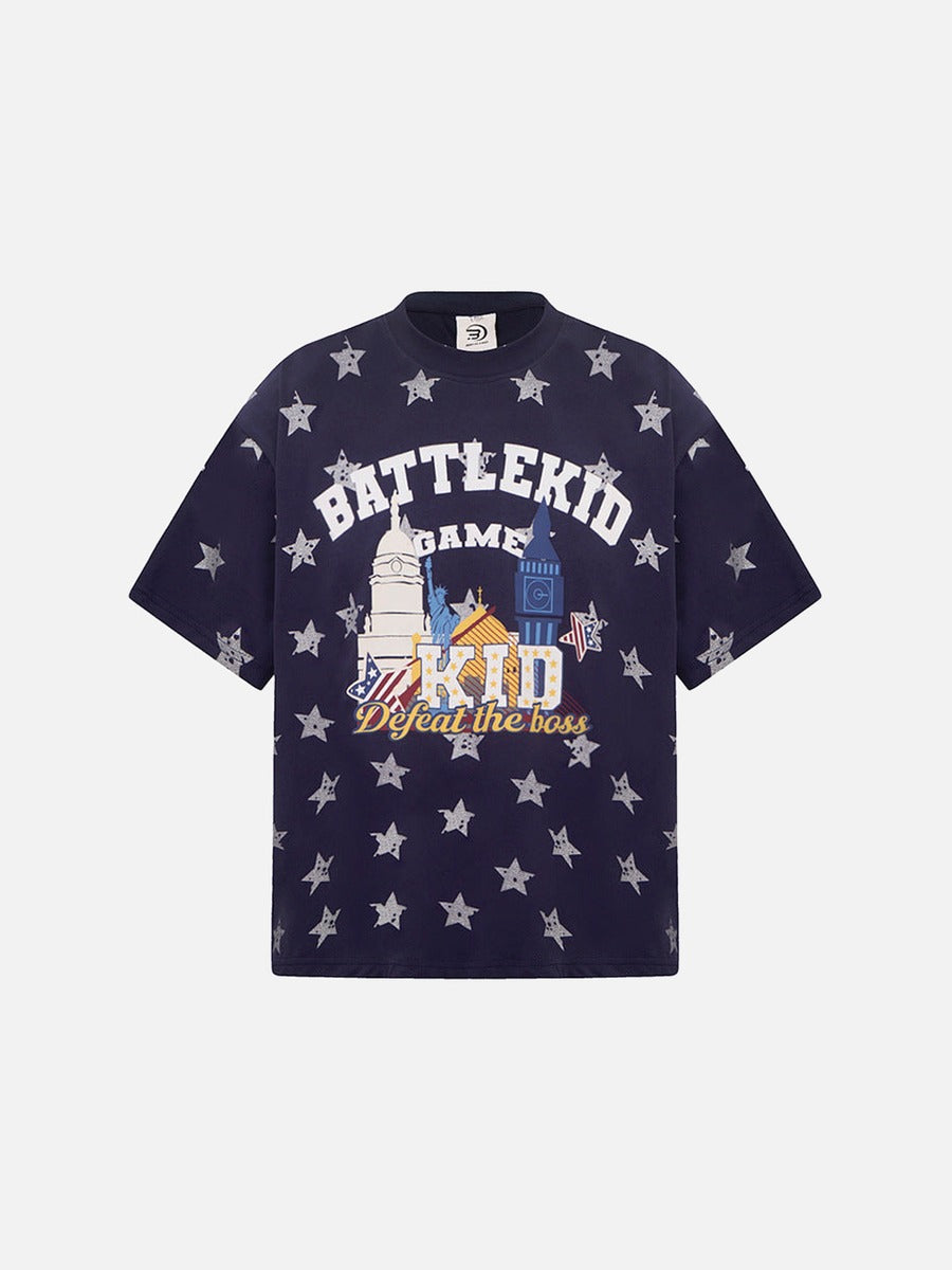 DAXUEN Oversized distressed star print t-shirt