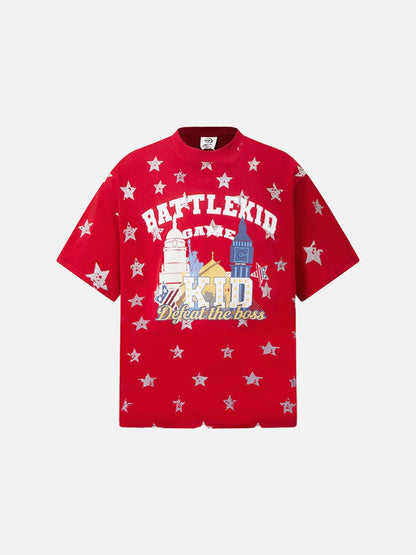 DAXUEN Oversized distressed star print t-shirt