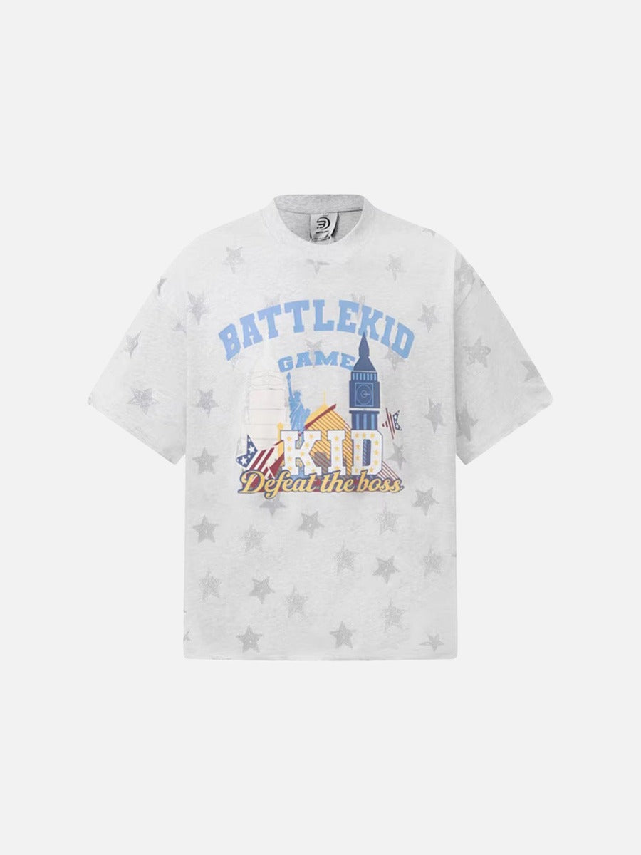 DAXUEN Oversized distressed star print t-shirt