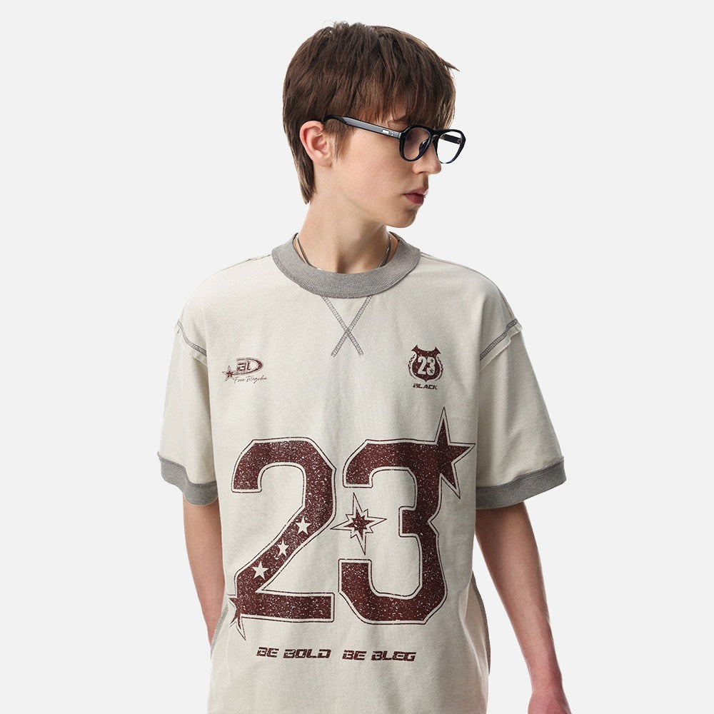 DAXUEN Oversized short-sleeve graphic t-shirt with contrast stitching