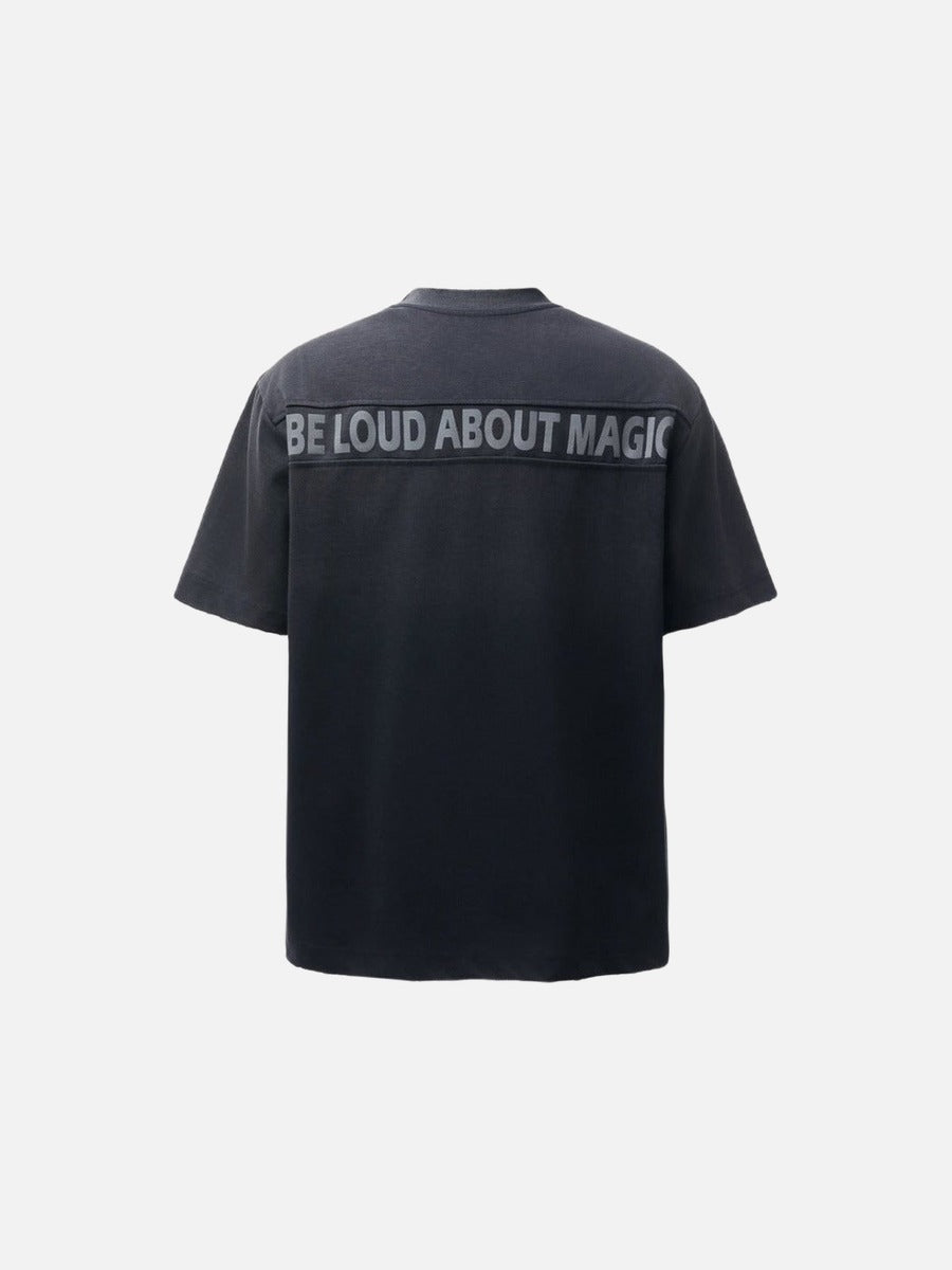 DAXUEN Distressed short-sleeve T-shirt with graphic panel