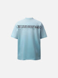 DAXUEN Distressed short-sleeve T-shirt with graphic panel