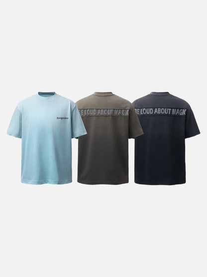 DAXUEN Distressed short-sleeve T-shirt with graphic panel