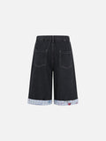 DAXUEN Embroidered wide-leg denim culottes