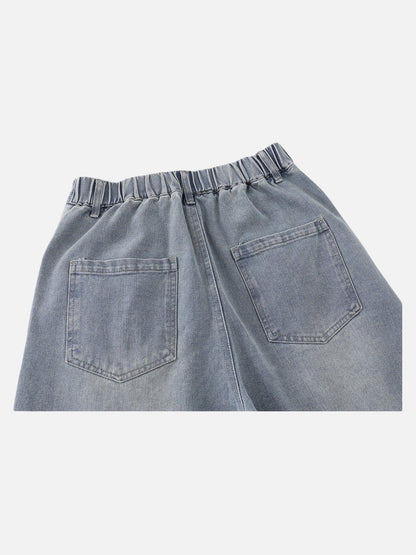 DAXUEN Embroidered wide-leg denim culottes