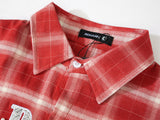 DAXUEN plaid shirt with beaded letter embroidery