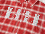 DAXUEN plaid shirt with beaded letter embroidery
