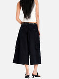 DAXUEN beige and black wide-leg cargo shorts