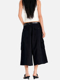DAXUEN beige and black wide-leg cargo shorts