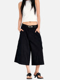 DAXUEN beige and black wide-leg cargo shorts