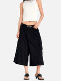 DAXUEN beige and black wide-leg cargo shorts