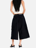 DAXUEN beige and black wide-leg cargo shorts