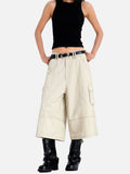 DAXUEN beige and black wide-leg cargo shorts