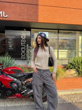 DAXUEN beige cable knit full-zip cardigan sweater — model photo