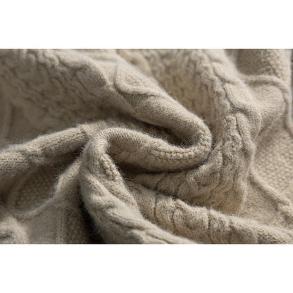 DAXUEN beige cable knit full-zip cardigan sweater