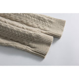 DAXUEN beige cable knit full-zip cardigan sweater