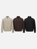 DAXUEN beige cable knit full-zip cardigan sweater