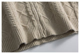 DAXUEN beige cable knit full-zip cardigan sweater