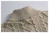 DAXUEN beige cable knit full-zip cardigan sweater