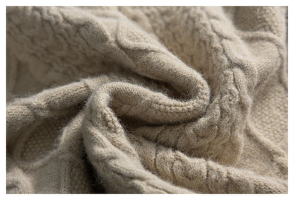 DAXUEN beige cable knit full-zip cardigan sweater