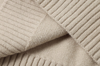Beige Fair Isle Knit Polo Sweater
