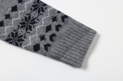 Beige Fair Isle Knit Polo Sweater
