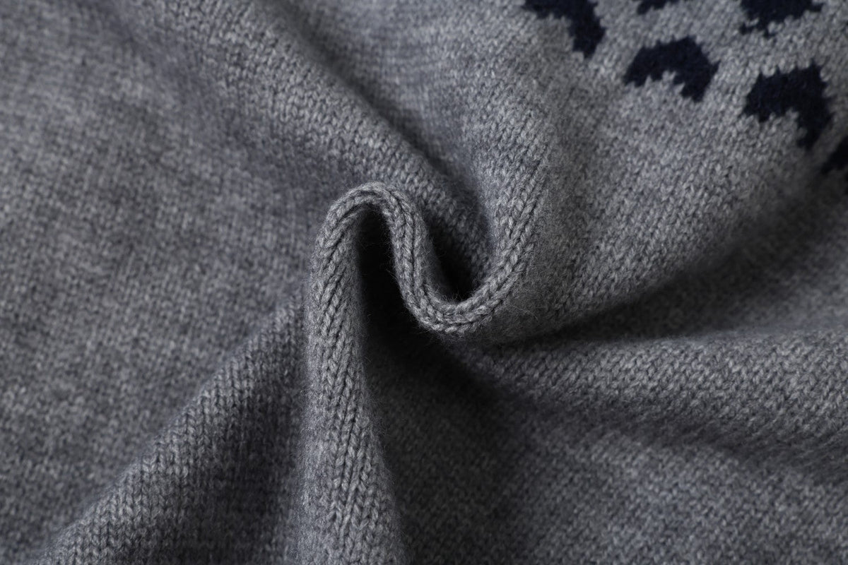 Beige Fair Isle Knit Polo Sweater