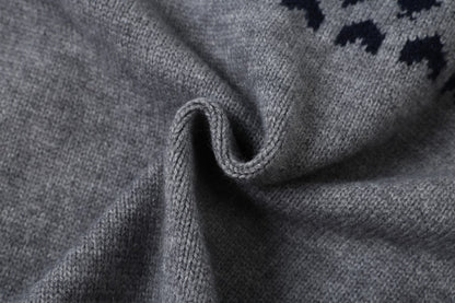 Beige Fair Isle Knit Polo Sweater