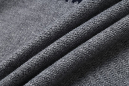 Beige Fair Isle Knit Polo Sweater