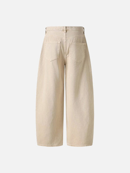 DAXUEN Beige high-waisted wide leg trousers