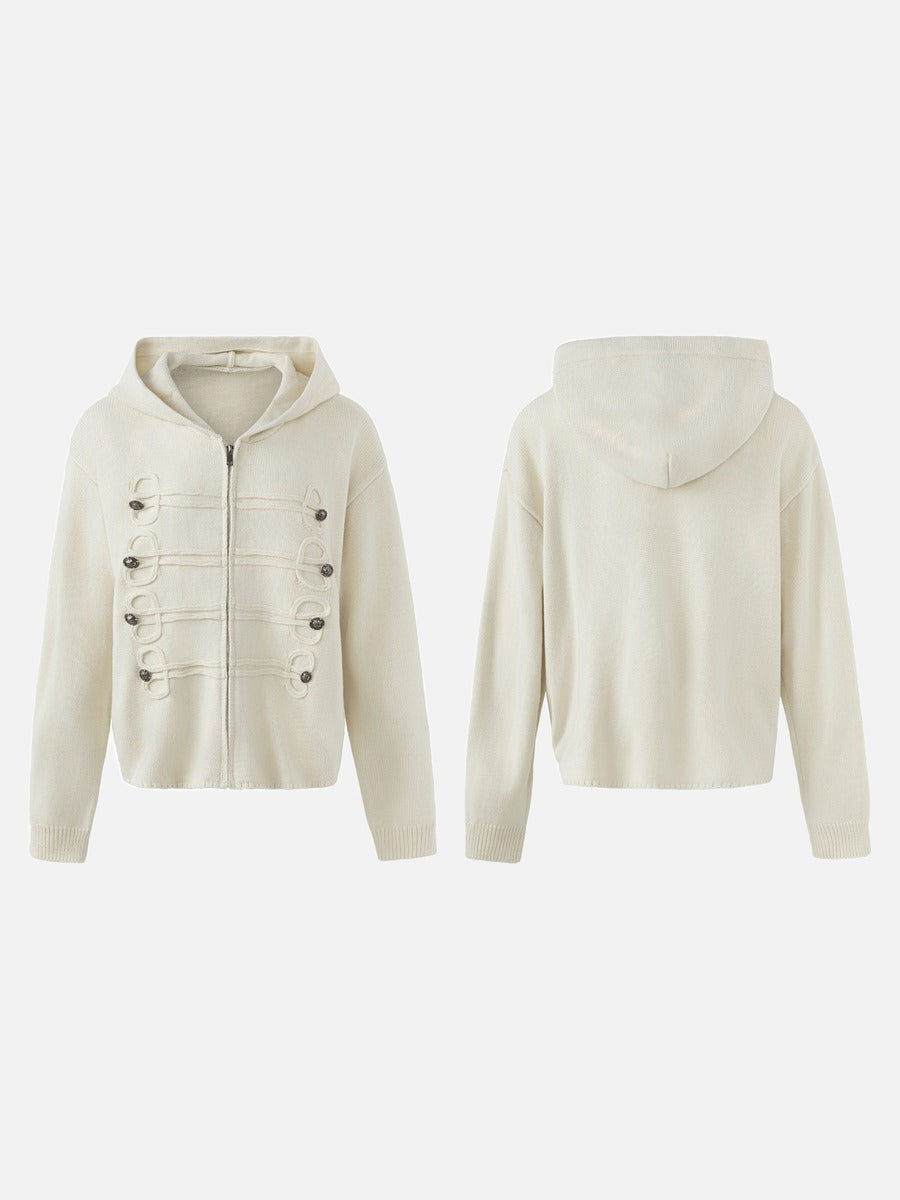 DAXUEN beige hooded cardigan with decorative buttons