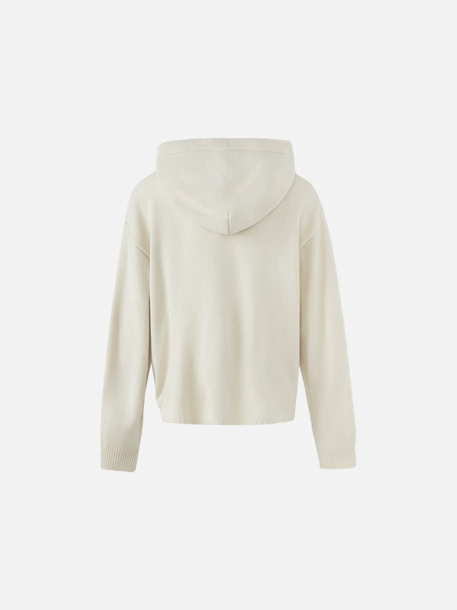 DAXUEN beige hooded cardigan with decorative buttons