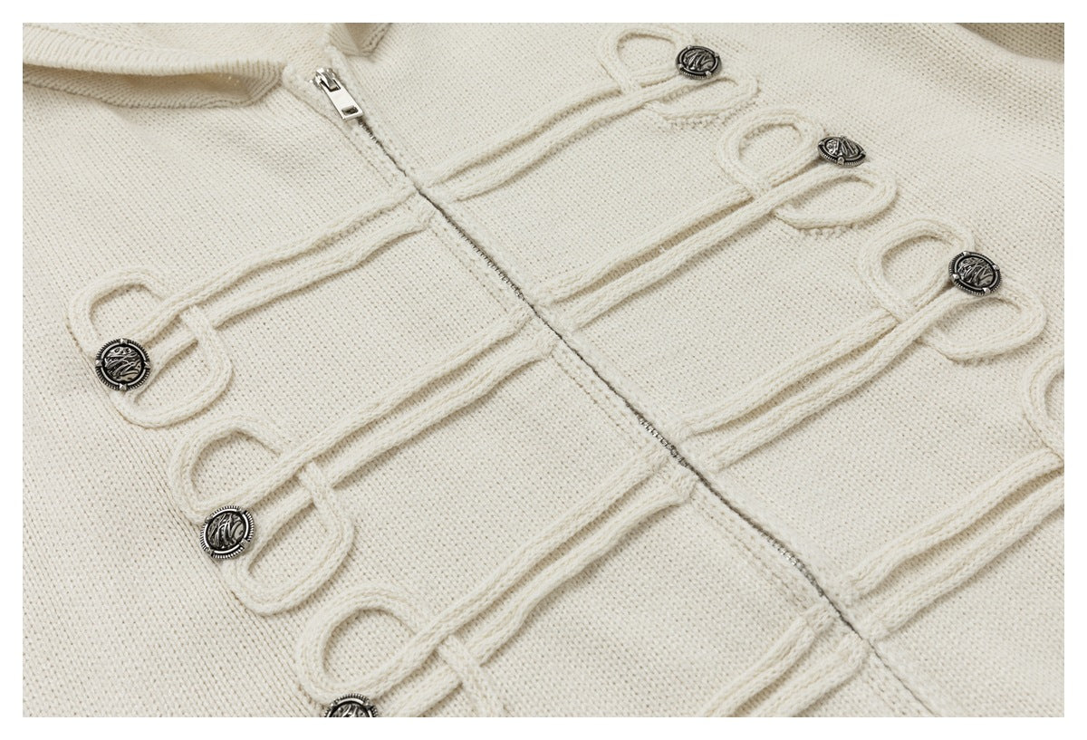 DAXUEN beige hooded cardigan with decorative buttons