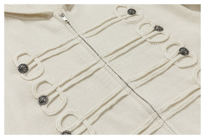 DAXUEN beige hooded cardigan with decorative buttons