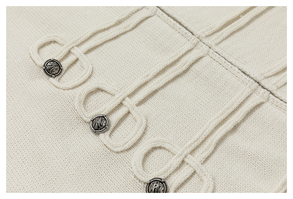 DAXUEN beige hooded cardigan with decorative buttons