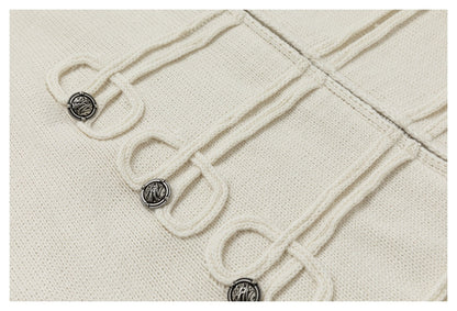 DAXUEN beige hooded cardigan with decorative buttons
