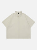 DAXUEN Beige oversized short-sleeve button-up shirt