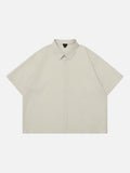 DAXUEN Beige oversized short-sleeve button-up shirt