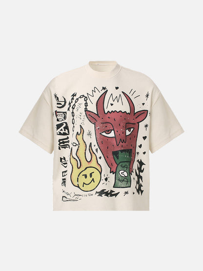 Waffle Knit Devil Graphic T-Shirt