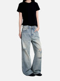 DAXUEN beige wide-leg cargo shorts with pockets