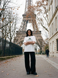 DAXUEN Oversized Chest Logo Relaxed Tee — model photo
