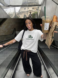DAXUEN Oversized Chest Logo Relaxed Tee — model photo