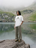 DAXUEN Oversized Chest Logo Relaxed Tee — model photo