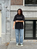 DAXUEN Oversized Heavyweight Front-Text Tee — model photo